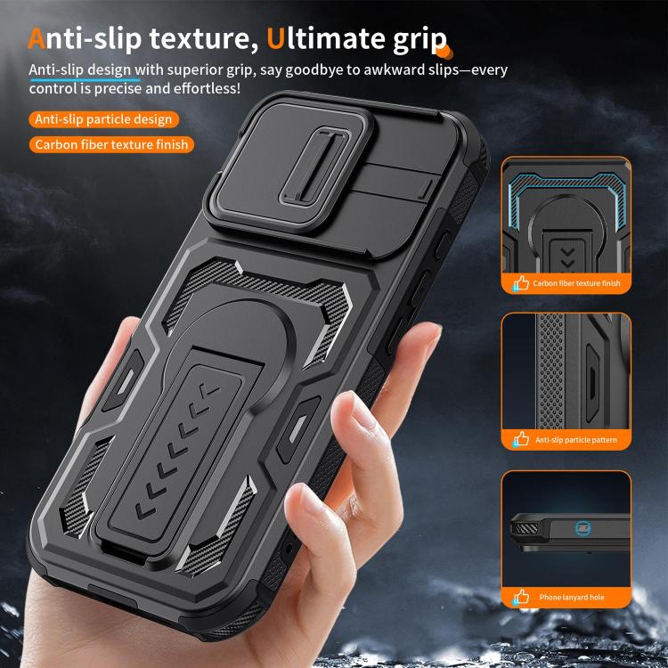 Slid Camera Shield Invisible Holder PC Hybrid TPU Phone Case, For iPhone 18, For iPhone 18 Pro, For iPhone 18 Pro Max, For iPhone 17e / 16e