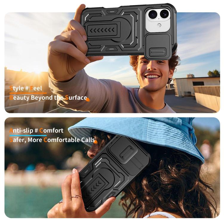 Slid Camera Shield Invisible Holder PC Hybrid TPU Phone Case, For iPhone 18, For iPhone 18 Pro, For iPhone 18 Pro Max, For iPhone 17e / 16e