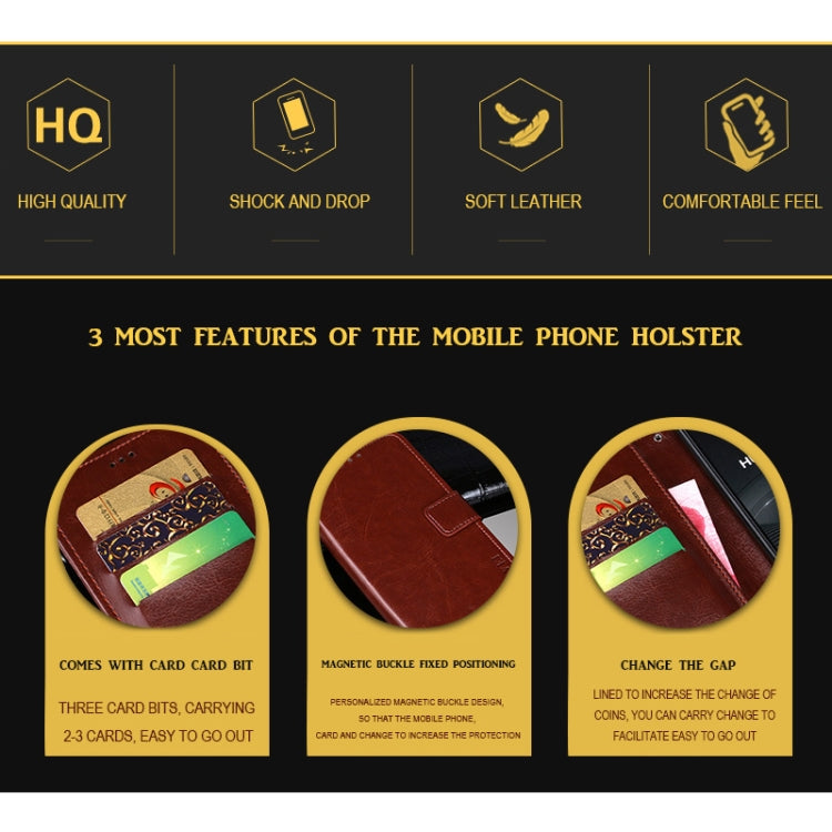 idewei Crazy Horse Texture Horizontal Flip Leather Case with Holder & Card Slots & Wallet, For Vivo Y91C, For Wiko View4 Lite, For Wiko View 5