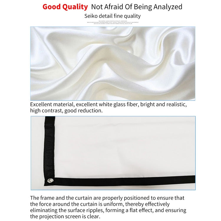 Simple Folding Thin Polyester Projector Film Curtain, 60 inch (16:9) Projection Area: 132x75cm, 60 inch (4:3) Projection Area: 120x90cm, 72 inch (16:9) Projection Area: 159x90cm, 72 inch (4:3) Projection Area: 146x110cm...