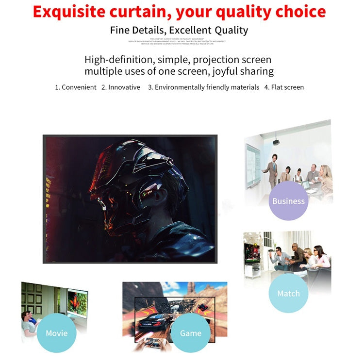 Simple Folding Thin Polyester Projector Film Curtain, 60 inch (16:9) Projection Area: 132x75cm, 60 inch (4:3) Projection Area: 120x90cm, 72 inch (16:9) Projection Area: 159x90cm, 72 inch (4:3) Projection Area: 146x110cm...