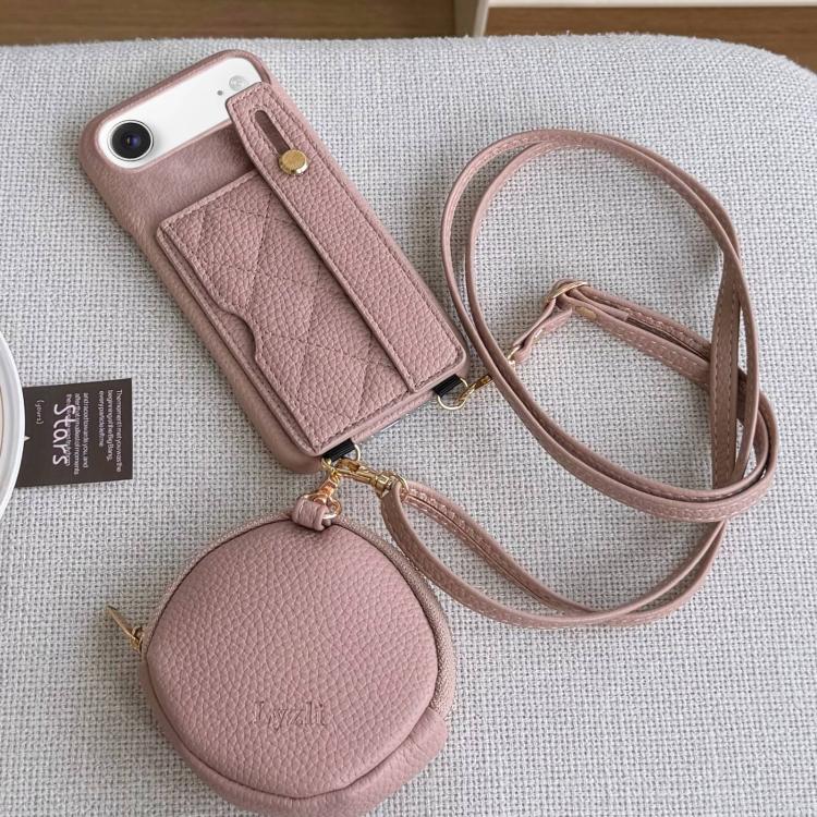 Diamond Pattern Wristband Card Slot PU Phone Case with Small Wallet, For iPhone Air, For iPhone 16 Pro Max