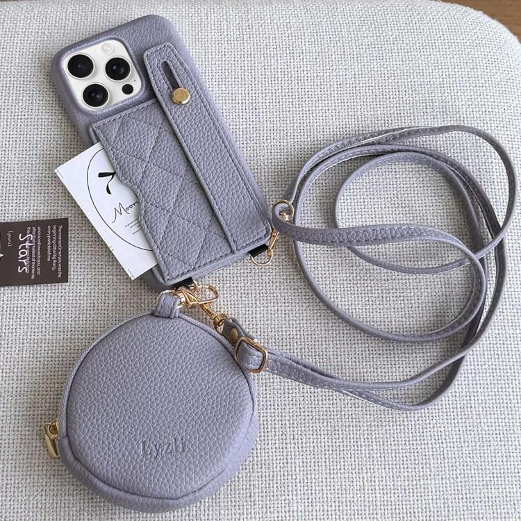 Diamond Pattern Wristband Card Slot PU Phone Case with Small Wallet, For iPhone Air, For iPhone 16 Pro Max
