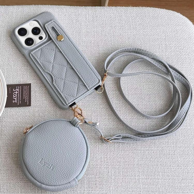 Diamond Pattern Wristband Card Slot PU Phone Case with Small Wallet, For iPhone Air, For iPhone 16 Pro Max