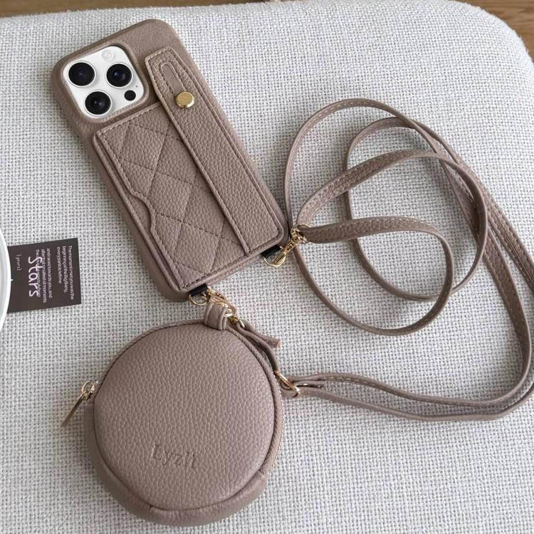 Diamond Pattern Wristband Card Slot PU Phone Case with Small Wallet, For iPhone 15 Pro, For iPhone 15 Plus