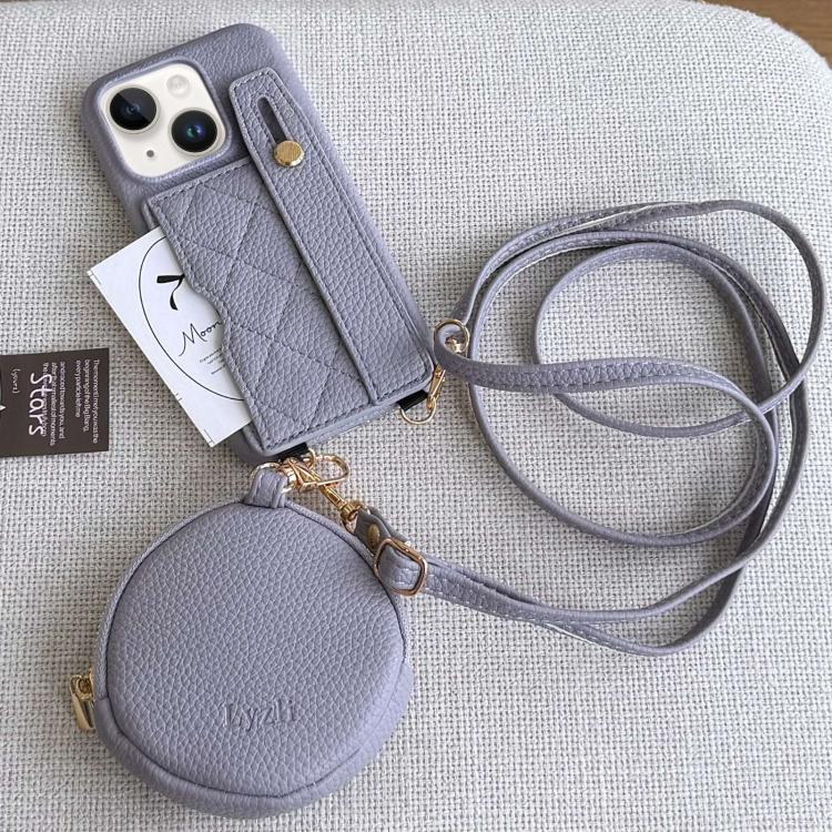 Diamond Pattern Wristband Card Slot PU Phone Case with Small Wallet, For iPhone 15 Pro, For iPhone 15 Plus
