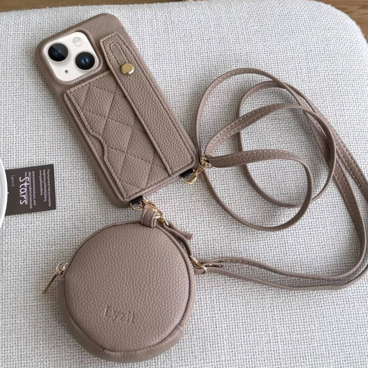 Diamond Pattern Wristband Card Slot PU Phone Case with Small Wallet, For iPhone 15 Pro, For iPhone 15 Plus