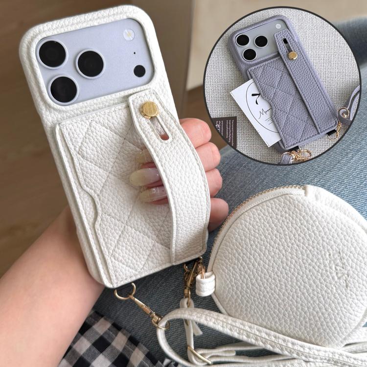 Diamond Pattern Wristband Card Slot PU Phone Case with Small Wallet, For iPhone 13 Pro Max, For iPhone 13 Pro