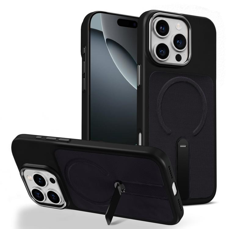 Tech Fabric Rotating Stand Magnetic Phone Case, For iPhone 16 Pro, For iPhone 16 Plus, For iPhone 16