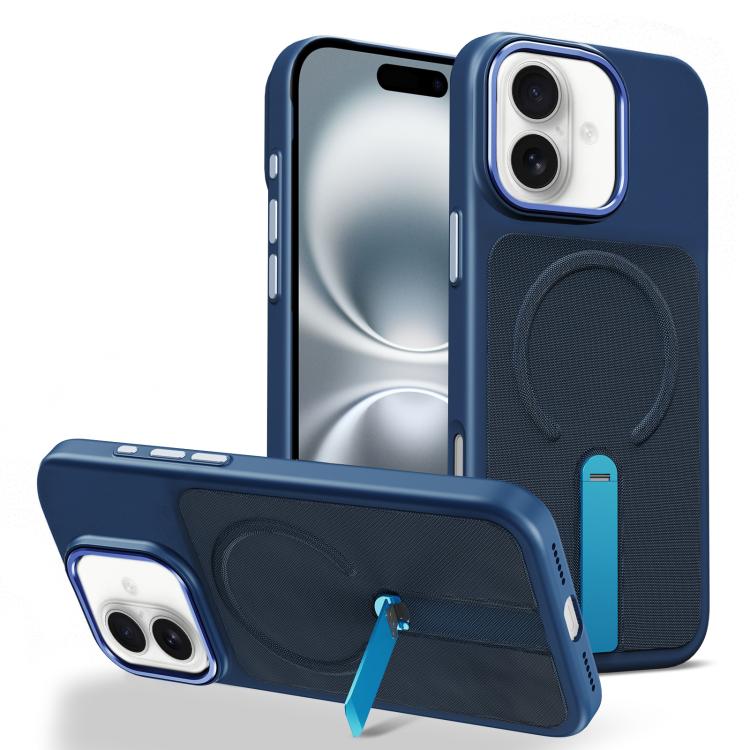 Tech Fabric Rotating Stand Magnetic Phone Case, For iPhone 16 Pro, For iPhone 16 Plus, For iPhone 16