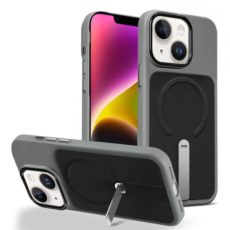 Tech Fabric Rotating Stand Magnetic Phone Case, For iPhone 15, For iPhone 14 Plus, For iPhone 14
