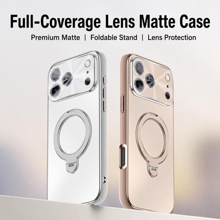 Electroplated Matte Fulcrum Magnetic Holder Phone Case, For iPhone 15, For iPhone 14, For iPhone 14 Pro, For iPhone 14 Pro Max
