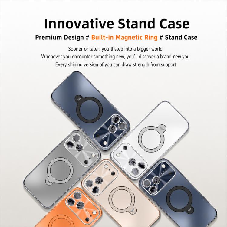 Electroplated Matte Fulcrum Magnetic Holder Phone Case, For iPhone 15, For iPhone 14, For iPhone 14 Pro, For iPhone 14 Pro Max