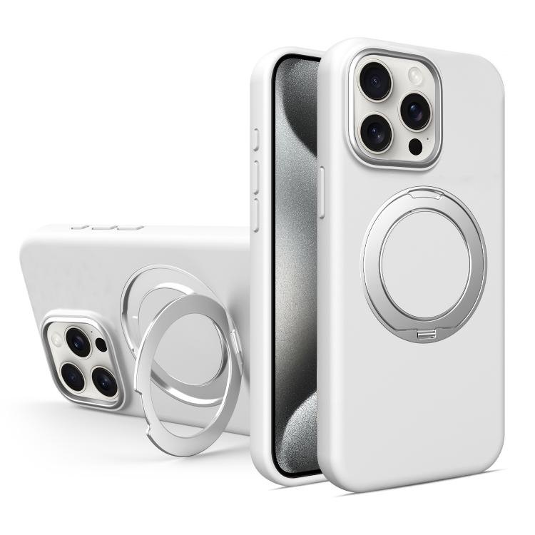 Liquid Silicone Magnetic Phone Case with Rotating Stand, For iPhone 15 Pro Max, For iPhone 15 Pro, For iPhone 15