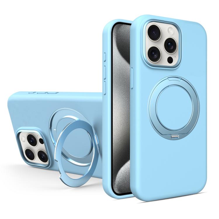 Liquid Silicone Magnetic Phone Case with Rotating Stand, For iPhone 15 Pro Max, For iPhone 15 Pro, For iPhone 15