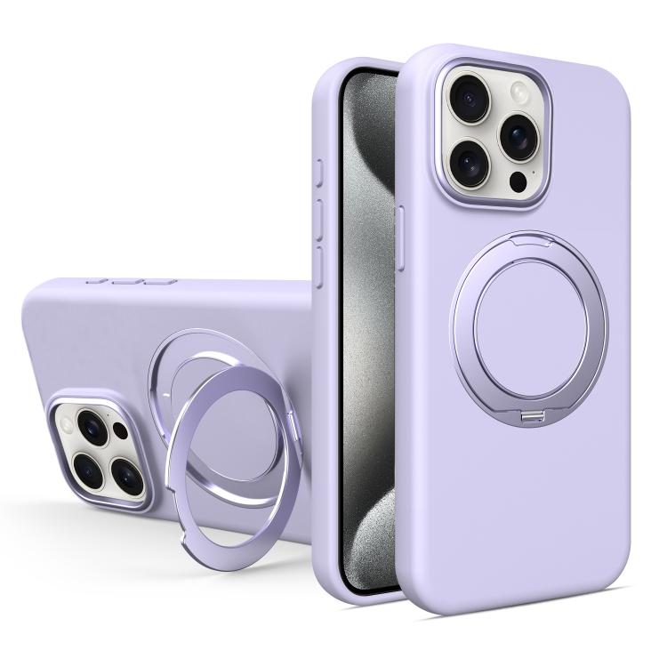 Liquid Silicone Magnetic Phone Case with Rotating Stand, For iPhone 15 Pro Max, For iPhone 15 Pro, For iPhone 15