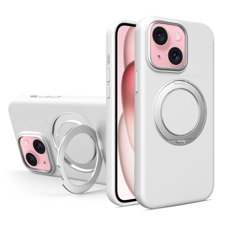 Liquid Silicone Magnetic Phone Case with Rotating Stand, For iPhone 15 Pro Max, For iPhone 15 Pro, For iPhone 15