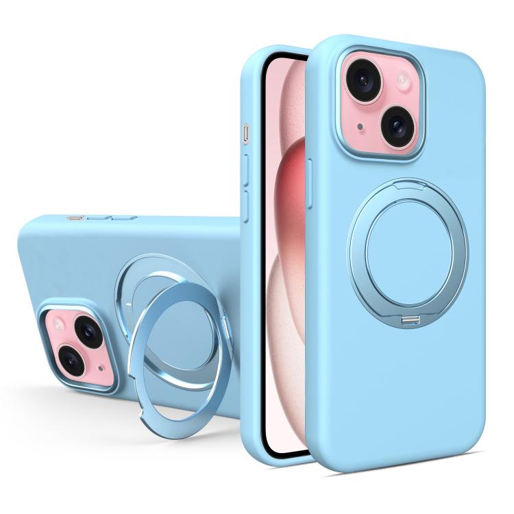 Liquid Silicone Magnetic Phone Case with Rotating Stand, For iPhone 15 Pro Max, For iPhone 15 Pro, For iPhone 15