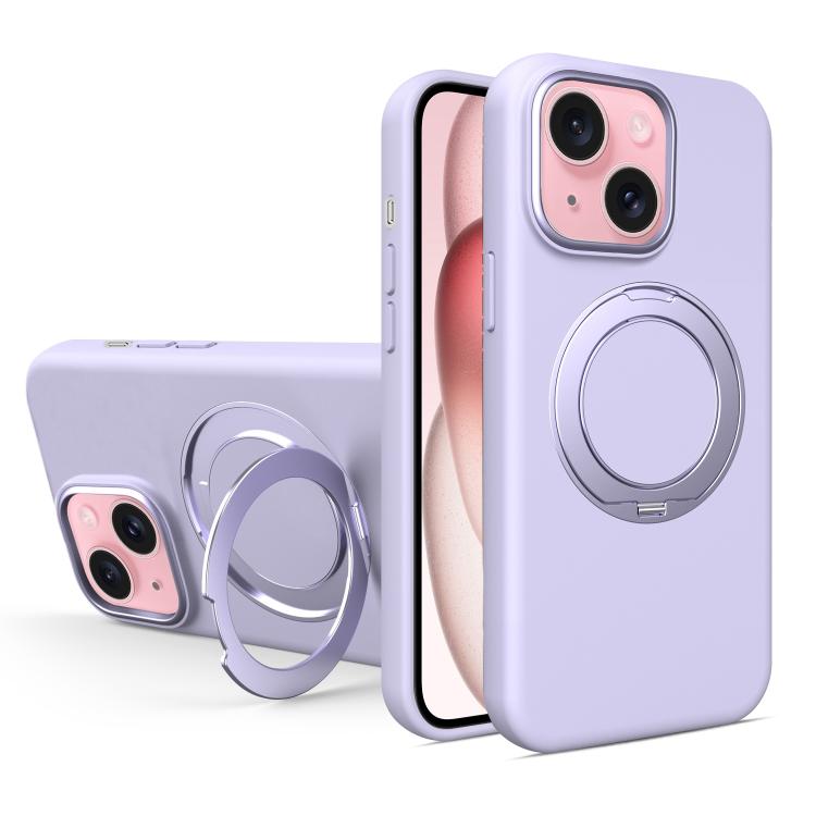 Liquid Silicone Magnetic Phone Case with Rotating Stand, For iPhone 15 Pro Max, For iPhone 15 Pro, For iPhone 15
