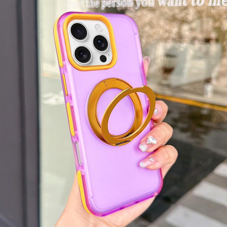 Metal 360 Rotating Holder Magnetic PC Phone Case, For iPhone 17 Pro Max, For iPhone 17 Pro, For iPhone 17, For iPhone 16 Pro Max