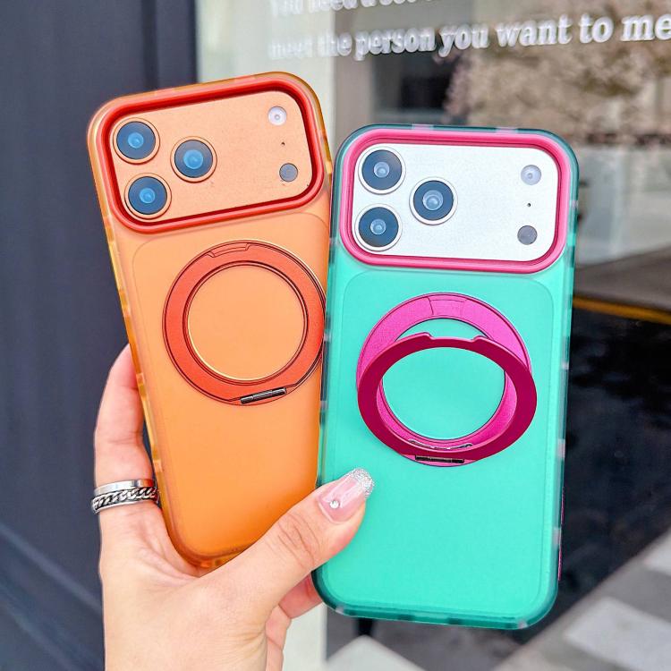 Metal 360 Rotating Holder Magnetic PC Phone Case, For iPhone 17 Pro Max, For iPhone 17 Pro, For iPhone 17, For iPhone 16 Pro Max