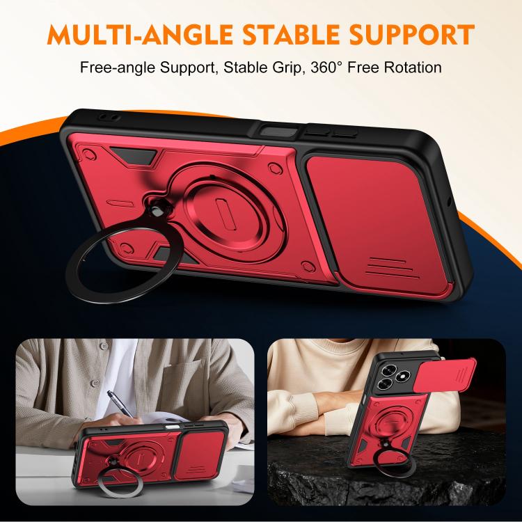 Ring Holder Lens Slide Cover Phone Case, For Honor X5c 4G / X5c Plus, For Honor X9d / X70 5G, For Honor 400 Smart / X7d, For Honor X8b / X8c 4G
