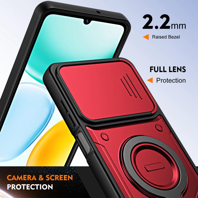 Ring Holder Lens Slide Cover Phone Case, For Honor X5c 4G / X5c Plus, For Honor X9d / X70 5G, For Honor 400 Smart / X7d, For Honor X8b / X8c 4G