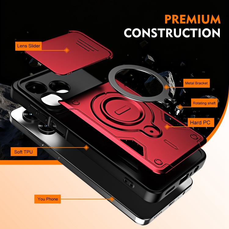 Ring Holder Lens Slide Cover Phone Case, For Honor X5c 4G / X5c Plus, For Honor X9d / X70 5G, For Honor 400 Smart / X7d, For Honor X8b / X8c 4G