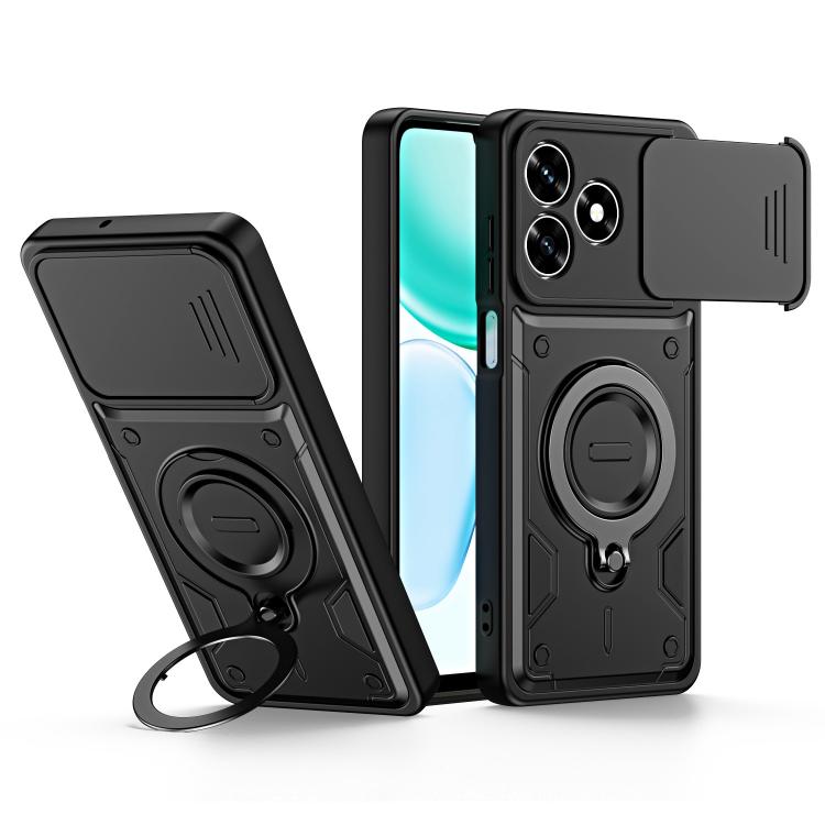 Ring Holder Lens Slide Cover Phone Case, For Honor X5c 4G / X5c Plus, For Honor X9d / X70 5G, For Honor 400 Smart / X7d, For Honor X8b / X8c 4G