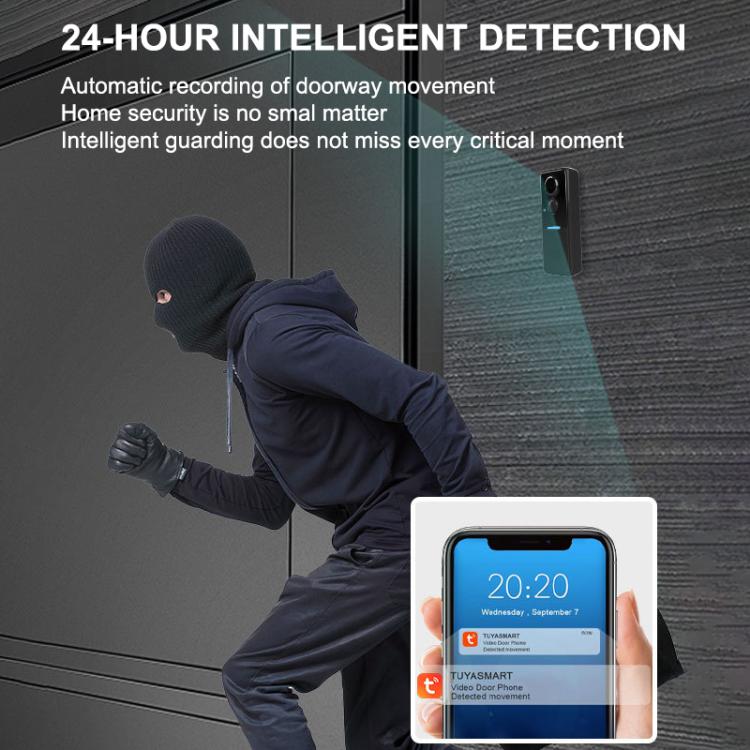 1MP HD Graffiti Smart Video Doorbell Camera With Solar Panel Charging Rain Cover
