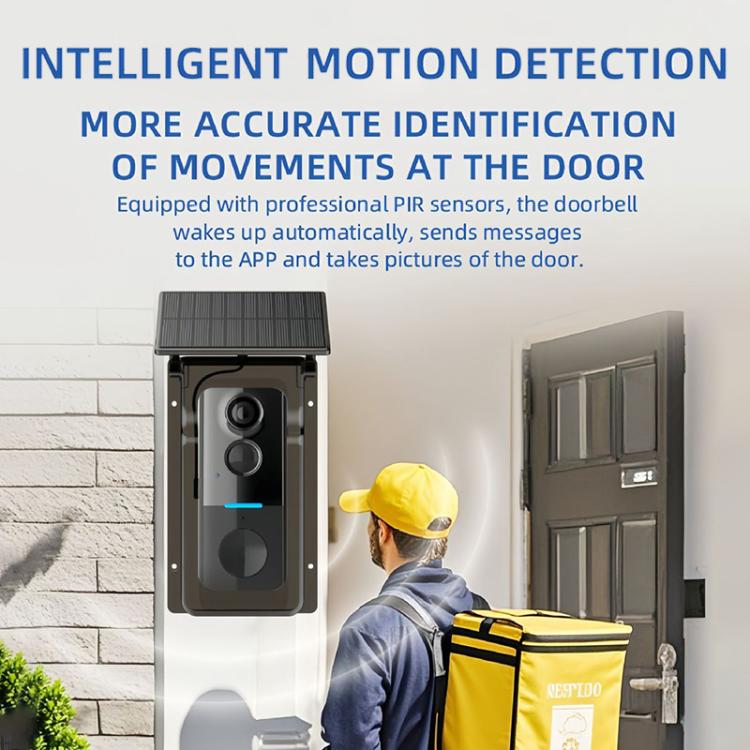 1MP HD Graffiti Smart Video Doorbell Camera With Solar Panel Charging Rain Cover