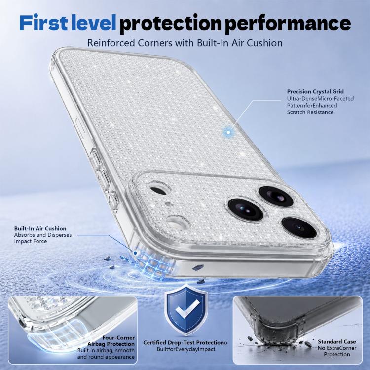 Sparkling Diamond Glitter Airbag Phone Case, For iPhone 17 Pro, For iPhone 17, For iPhone 16 Pro Max, For iPhone 16 Pro