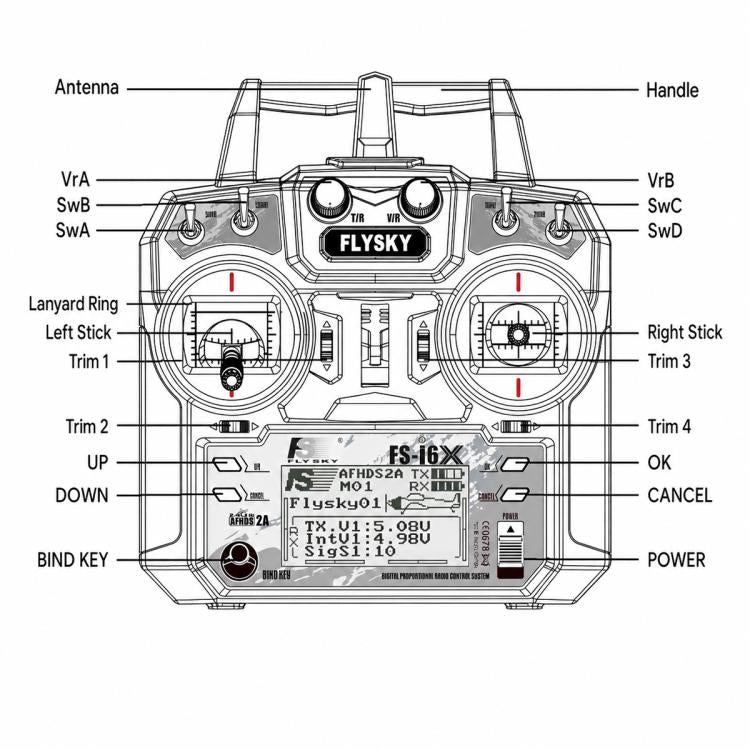 FlySky FS-I6X 10-Channel Transmitter Drone Remote Control, I6X+IA6B Left, I6X+IA6B Right, I6X+IA10B Left, I6X+IA10B Right, I6X Left Model 2 No Receiver, I6X Right Model 1 No Receiver, I6X + IA6 Left, I6X + IA6 Right, I6X+A8S Left, I6X+A8S Right