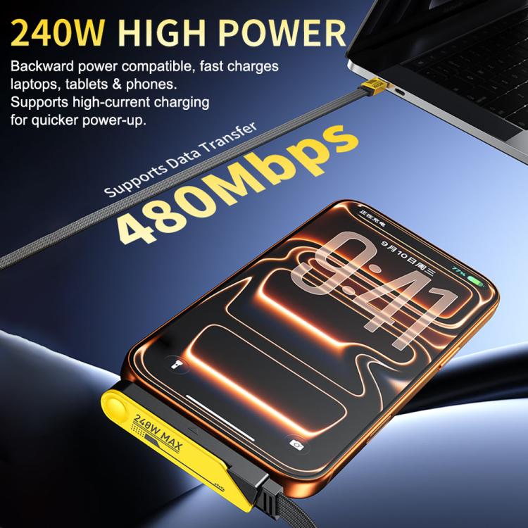 WK WDC-C38 Linton PD27W Type-C to 8 Pin Charging Data Cable with Holder, 1.2M, 1.5M