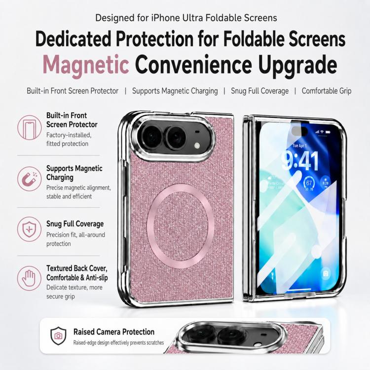 Glitter Powder Magnetic Integrated Film Phone Case, For iPhone Duo