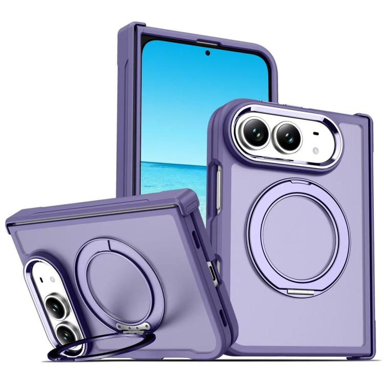 Armor-style Hinge Protection Magnetic Ring Holder Phone Case, For iPhone Duo