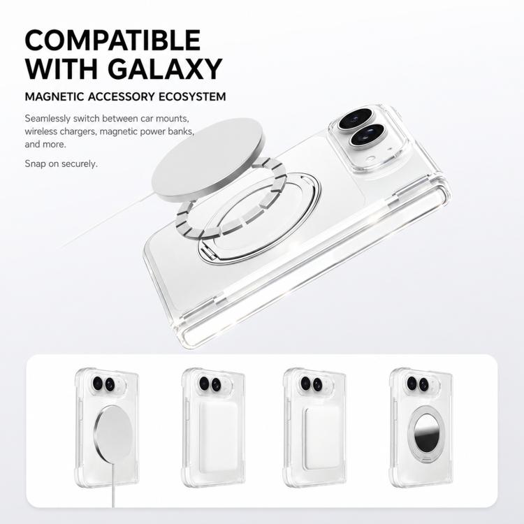 Crystal Clear Magnetic Phone Case with 360 Rotation Holder, For iPhone Duo