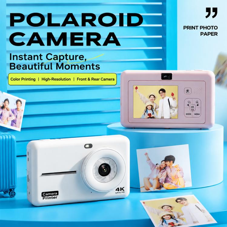 DC505 2.8 inch 4K Children Color Screen Printing Camera Student Selfies Camera, No Memory Card + 10 Photo Papers, 32G Memory Card + 10 Photo Papers, 64G Memory Card + 10 Photo Papers