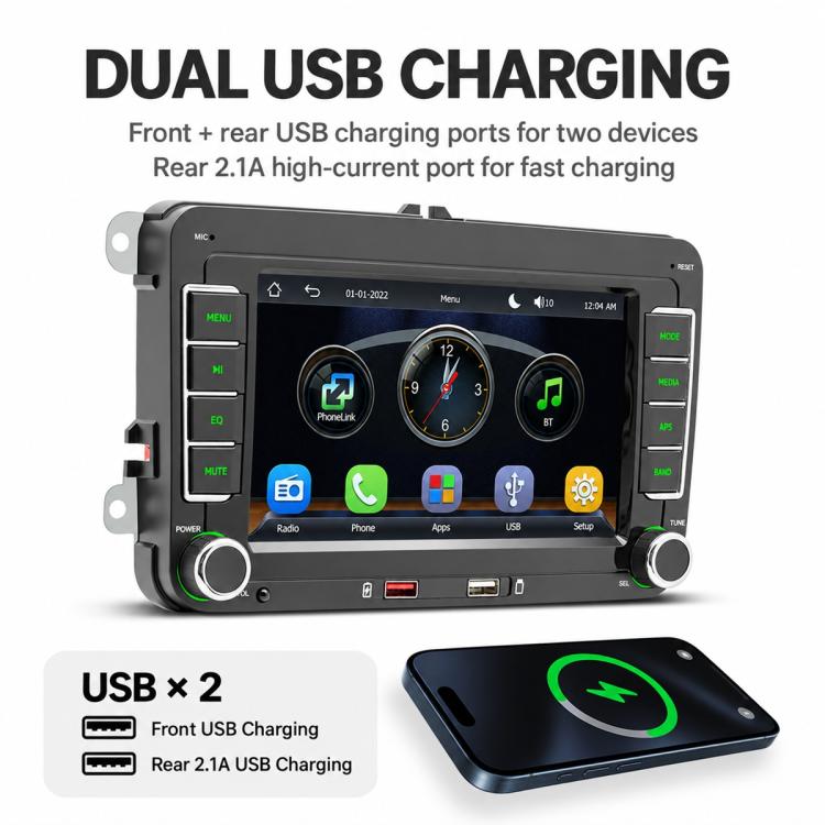 Car MP5 Player Phone Connectivity Bluetooth Reversing Camera for Volkswagen, F9071W 7 inch