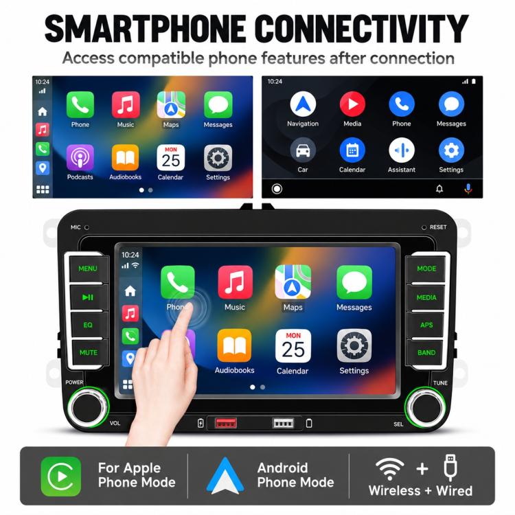 Car MP5 Player Phone Connectivity Bluetooth Reversing Camera for Volkswagen, F9071W 7 inch