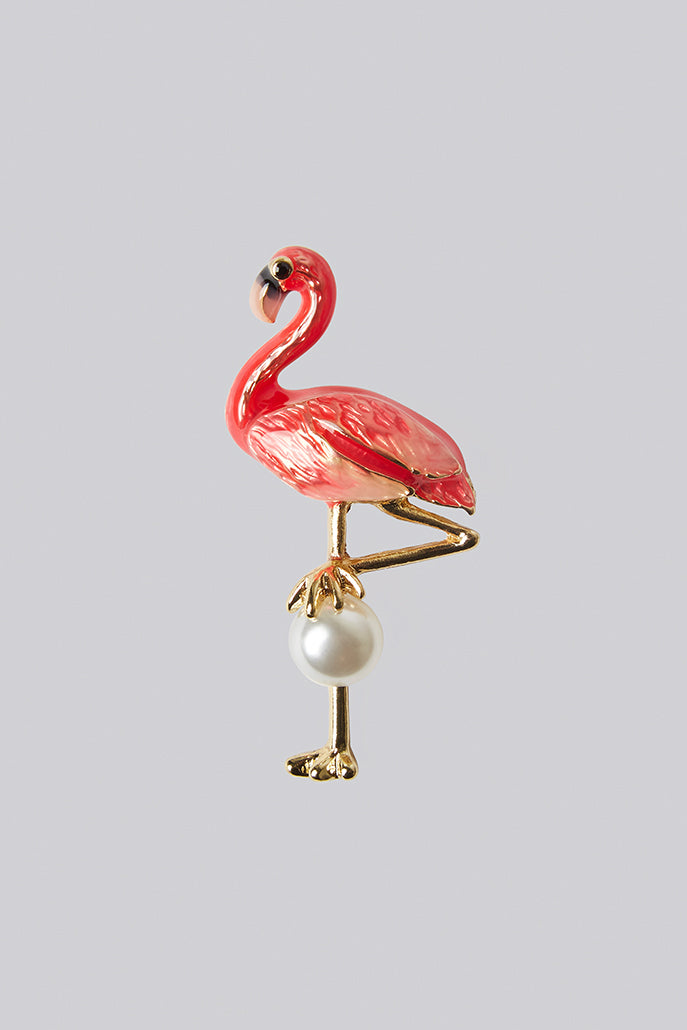 Louche Edom Flamingo Brooch Pink