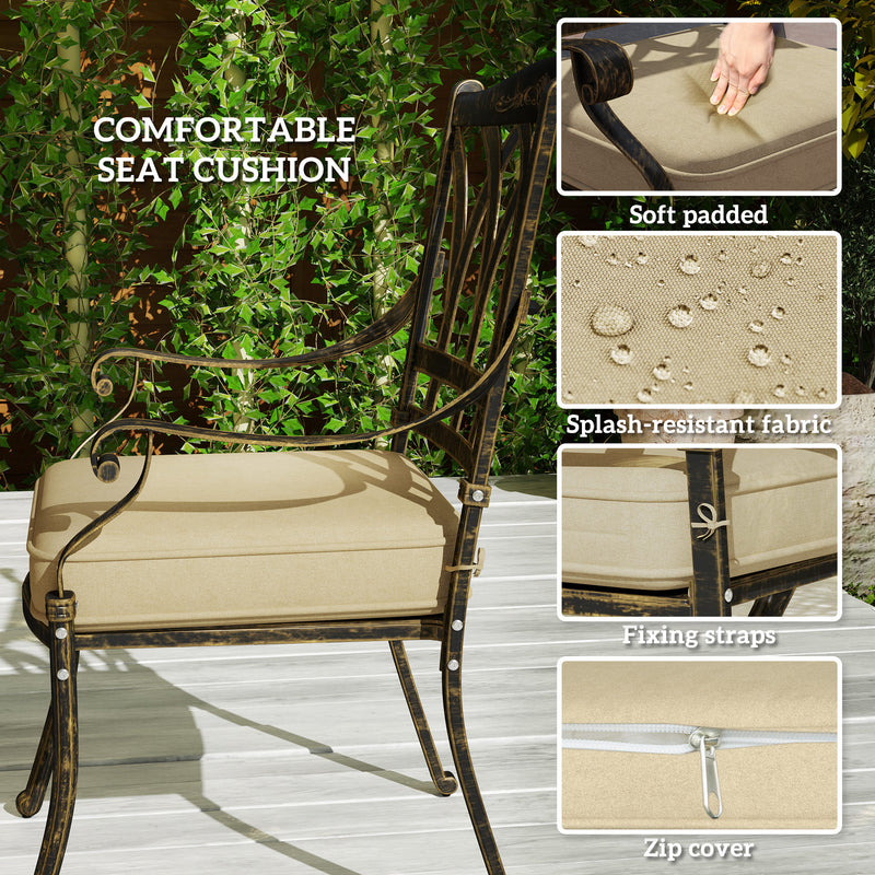 Outsunny 9 Pieces Cast Aluminium Garden Dining Set with Parasol Hole, Bronze