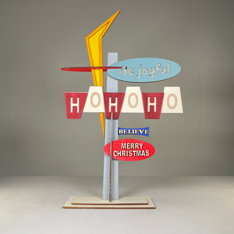 Retro Ho Ho Ho Sign - Handmade Ornament