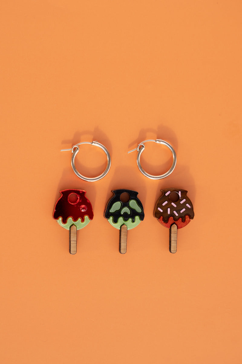 Candy Apple Hoop Earrings - Set of 3