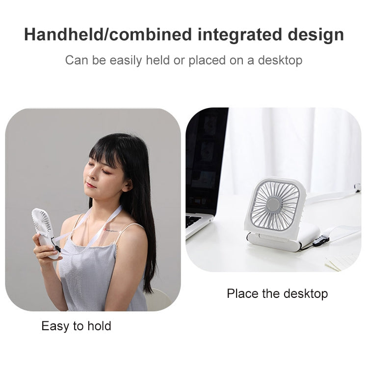 F20 Electroplating Handheld Fan Portable Desktop Folding Mute USB Hanging Neck Fan, F20 (Blue), F20 (White), F20 (Pink), F20 (Green)
