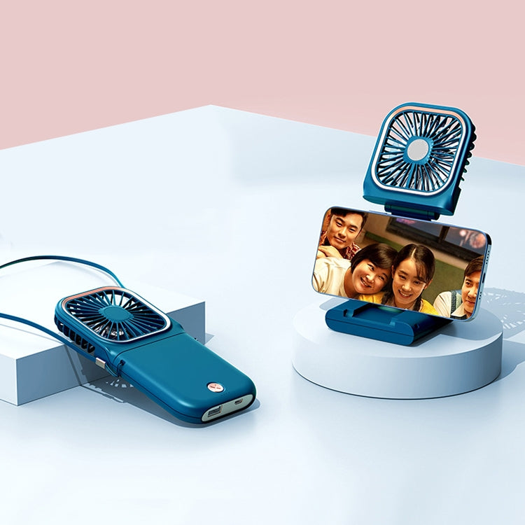 F30 Electroplating Handheld Fan Portable Desktop Folding Mute USB Hanging Neck Fan, Upgraded Version, F30 (Green), F30 (Blue), F30 (White), F30 (Pink)