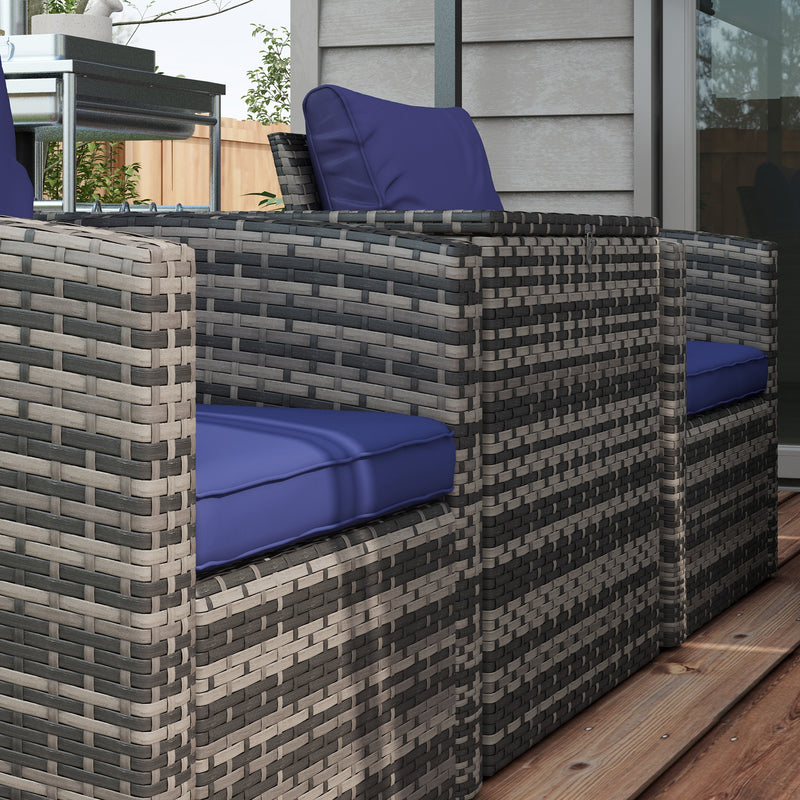 Outsunny 6 PCS Patio Rattan Sofa Set Conversation Furniture Navy Blue