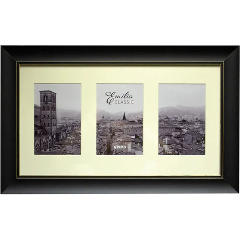 Kenro Emilia Classic Photo Frame for Three 6x4" Photos - Black