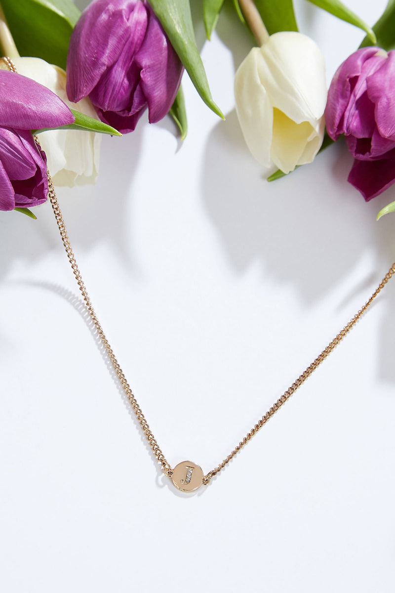 Louche Letter Disc Necklace Gold