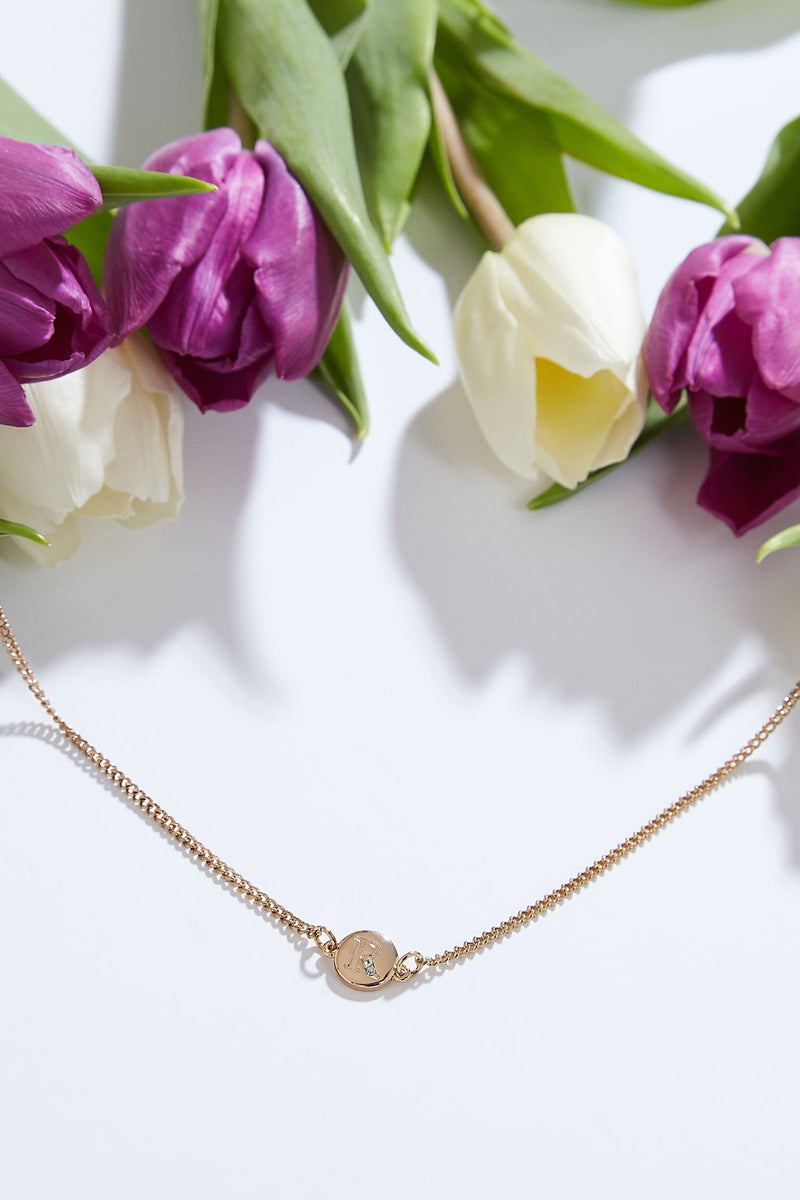 Louche Letter Disc Necklace Gold